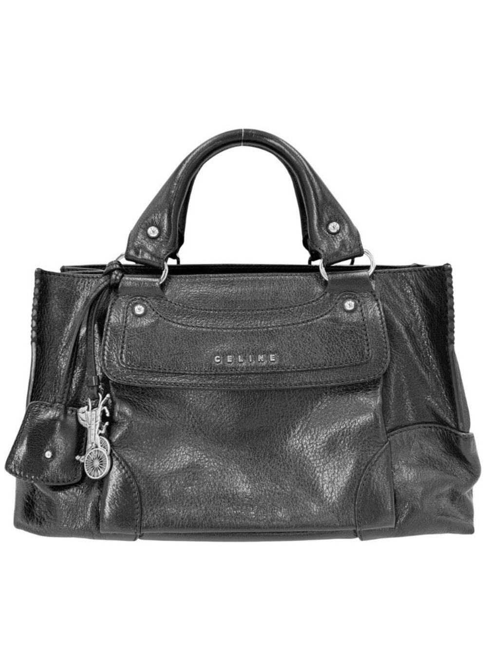 Celine Handbag Boogie Bag Leather Black Silver